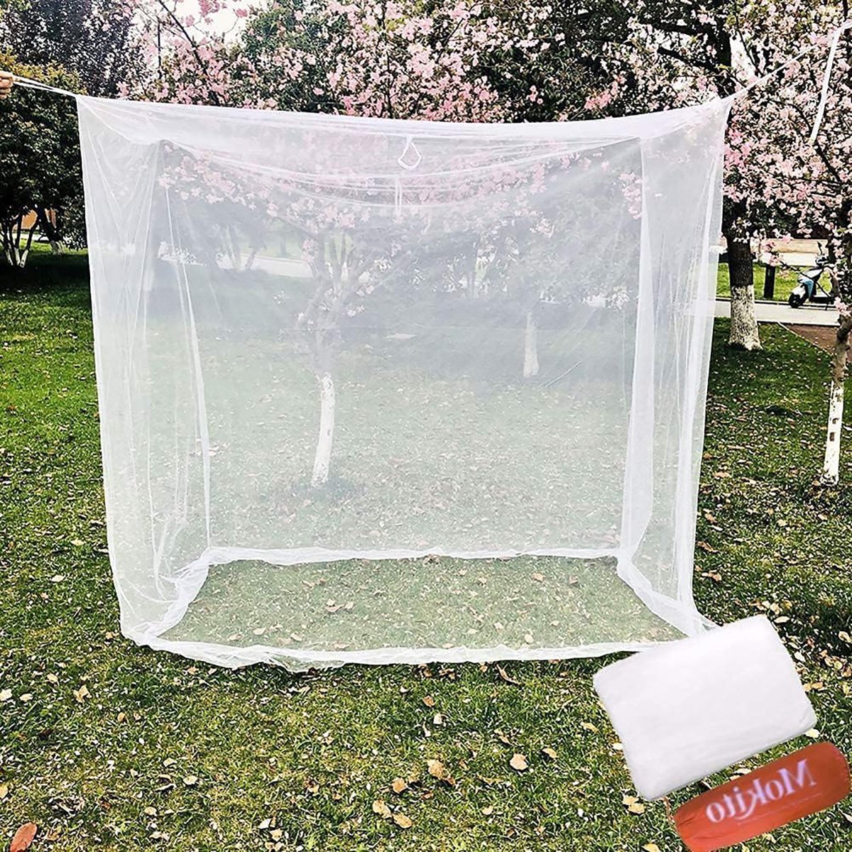 Ultra Grote Klamboe 200x200cm – Fijnmazig Muskietennet voor Camping, Bed & Bunkbed – Vierkante Hangende Net Tent met Opbergtas – Binnen & Buiten Gebruik – ANMI