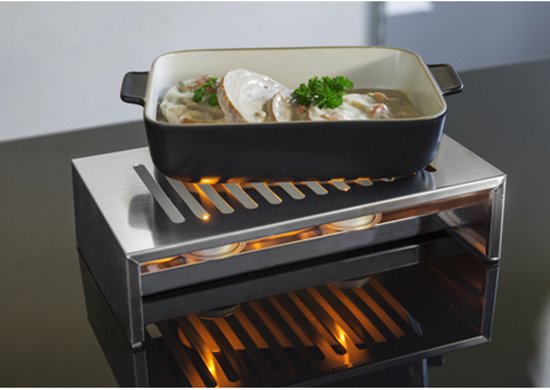 Cosy & trendy Rechaud warmhoudplaat - RVS - 26 x 15 cm - warmhouder voor theepot en pannen — afbeelding 3
