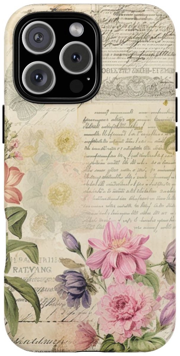 Vintage Bloemen Collage – Telefoonhoesje Geschikt voor iPhone 16 Pro Max