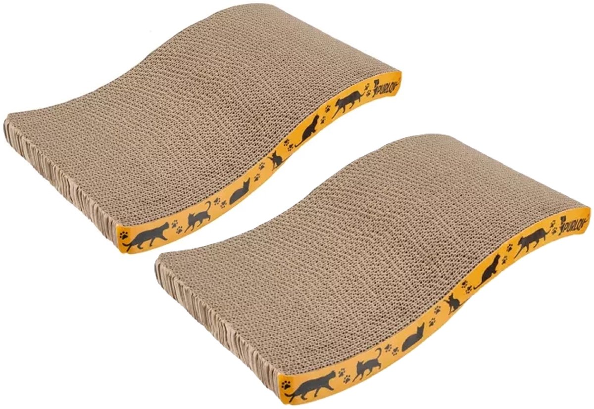 Purlov Krabpaal horizontaal – 2x – karton – golfvormig – katten ontspanning – spelen – nagels scherpen