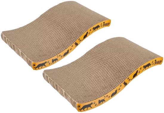 Purlov Krabpaal horizontaal - 2x - karton - golfvormig - katten ontspanning - spelen - nagels scherpen