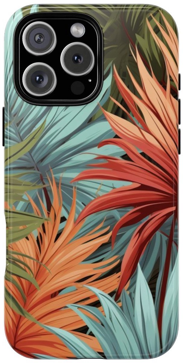 Kleurrijk Tropisch Palmbladerenpatroon – Telefoonhoesje Geschikt voor iPhone 16 Pro Max