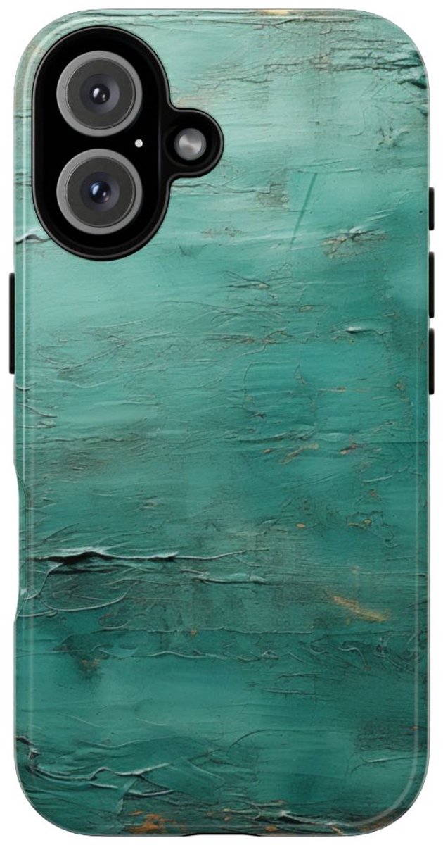 Getextureerde Turquoise Abstracte Kunst – Telefoonhoesje Geschikt voor iPhone 16