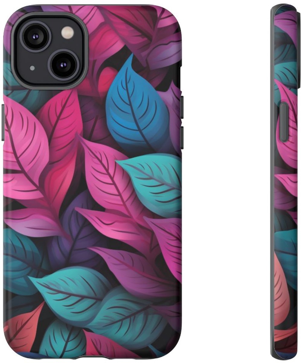 Kleurrijk Abstract Bladerenpatroon – Telefoonhoesje Geschikt voor iPhone 14 Plus