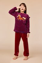 Pyjama Woody pour fille/femme en velours - rayé rouge foncé - poney - 252-10-PDL- V/919 - taille XXL