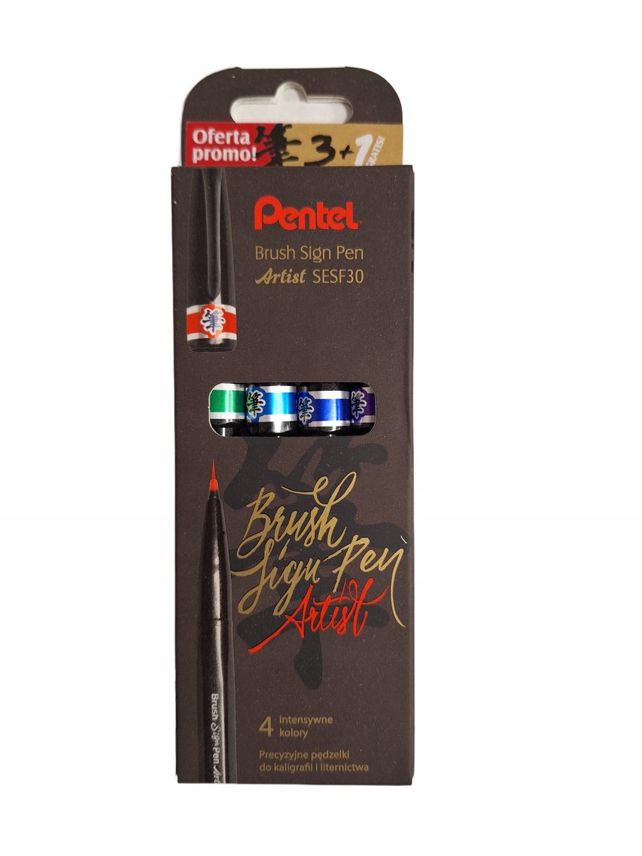 Pentel Brush Sign Pen Artist Markers - 4 Stuks Blauwtinten
