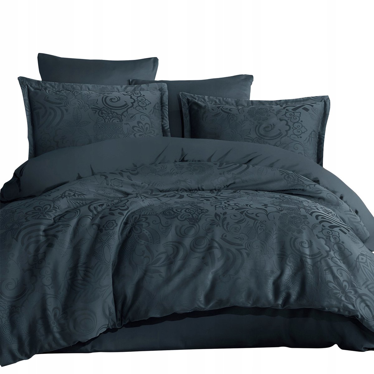 Luxe Satin Jacquard Beddengoed 220x200cm Donkergrijs