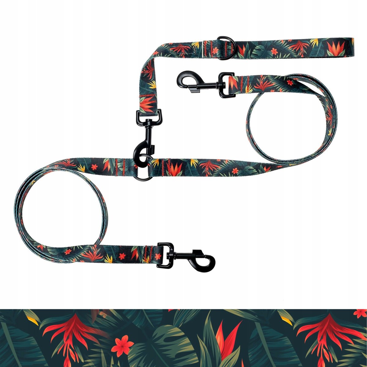 Dubbele Hondensnoer Ukory 1.38m - 2.5cm Breed - Bladmotief