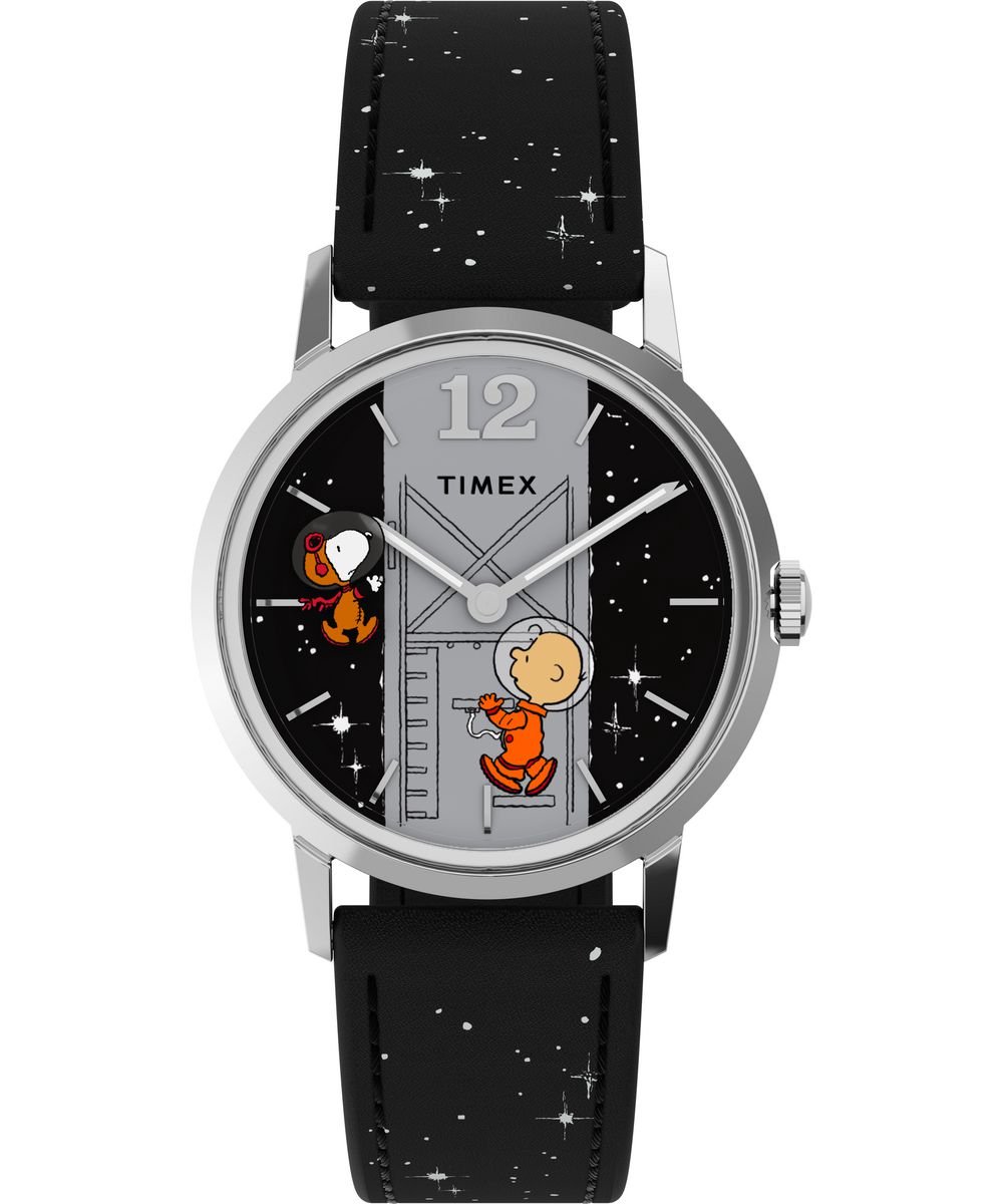 Timex Peanuts Marlin Space TW2W89700 Horloge - Leer - Zwart - Ø 34 mm