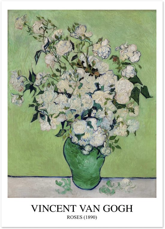 Affiche Vincent van Gogh - Roses - 50x70 cm / 20x28″ - Décoration Salon - Décoration Chambre - Décoration - Décoration murale - Décoration murale Salon - Décoration murale Chambre - Décoration murale - Décoration murale Salon