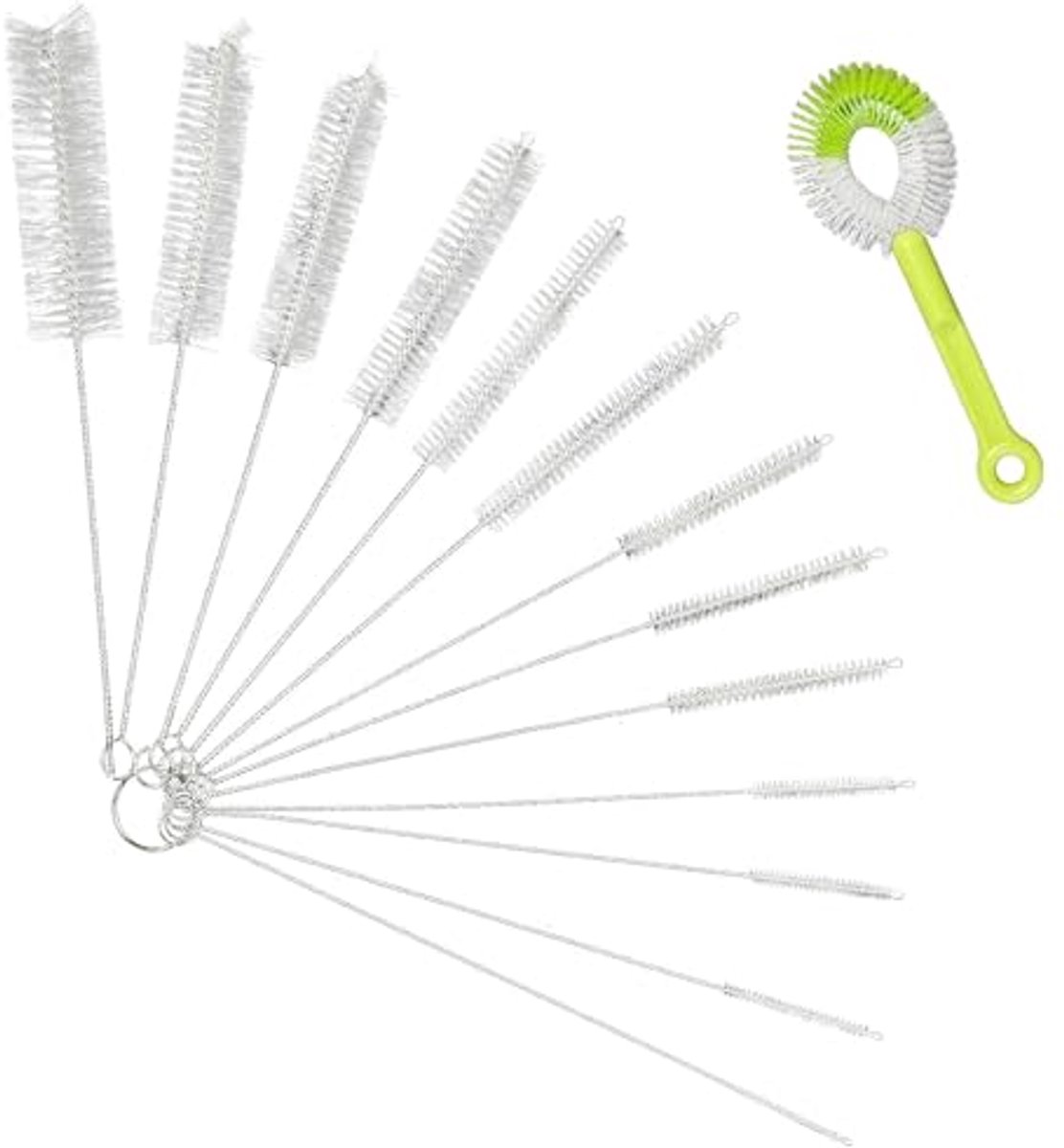 Image of 14-delige set lange pijpflesreiniger en nylon reinigingsborstels