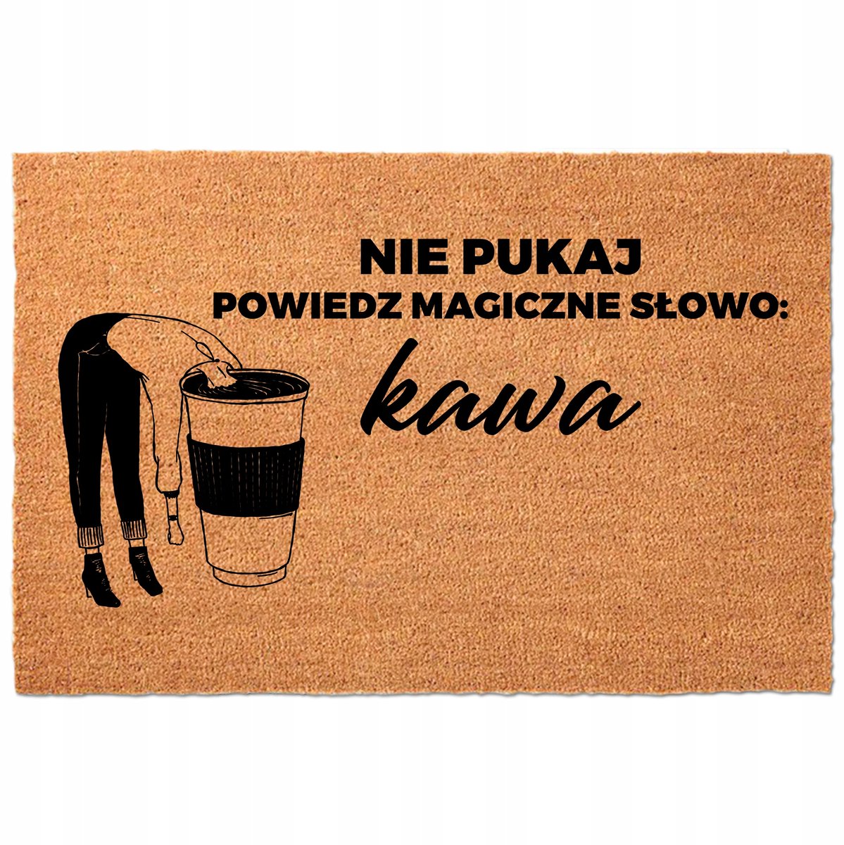 Kokosmat Deurmat 40x60cm - "Magische Woorden: Koffie"