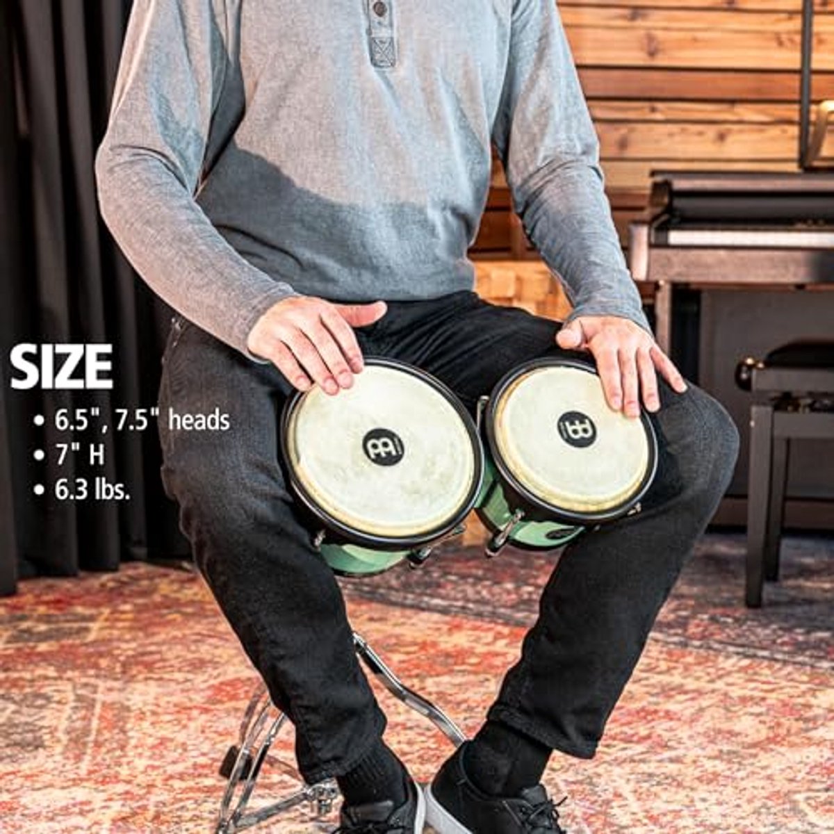 Bongo Instrumenten - Speciale Editie - 6 1/2" Macho & 7 1/2" Hembra - Zeegroen