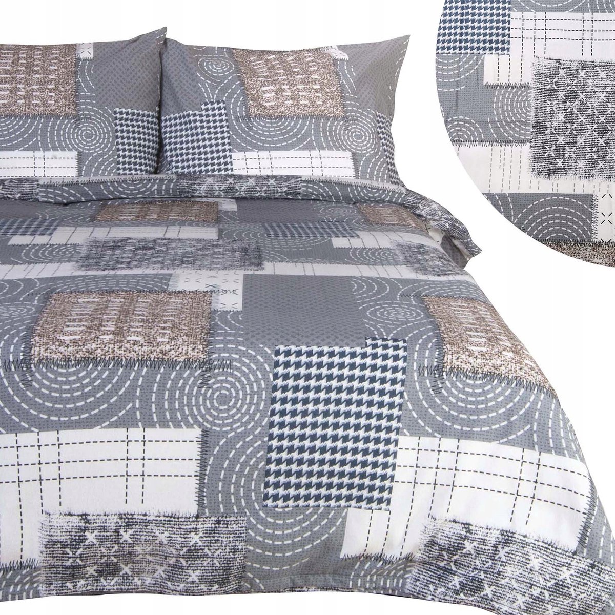 Flanelove Flanellen Dekbedovertrek Set 180x200cm Grijs Geometrisch