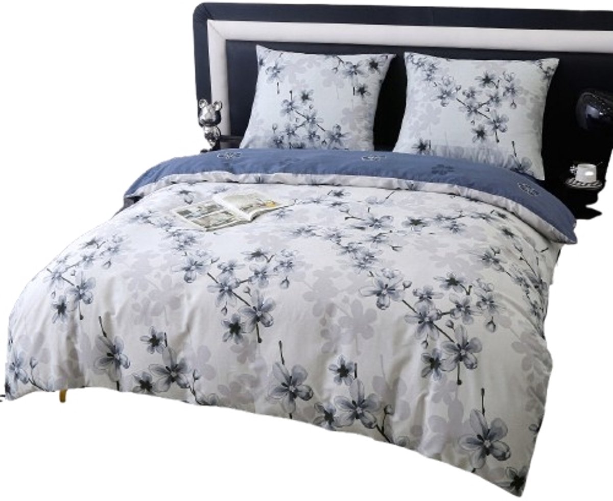 Premium katoenen bedovertrekset 220x200cm bloemen - hoge kwaliteit