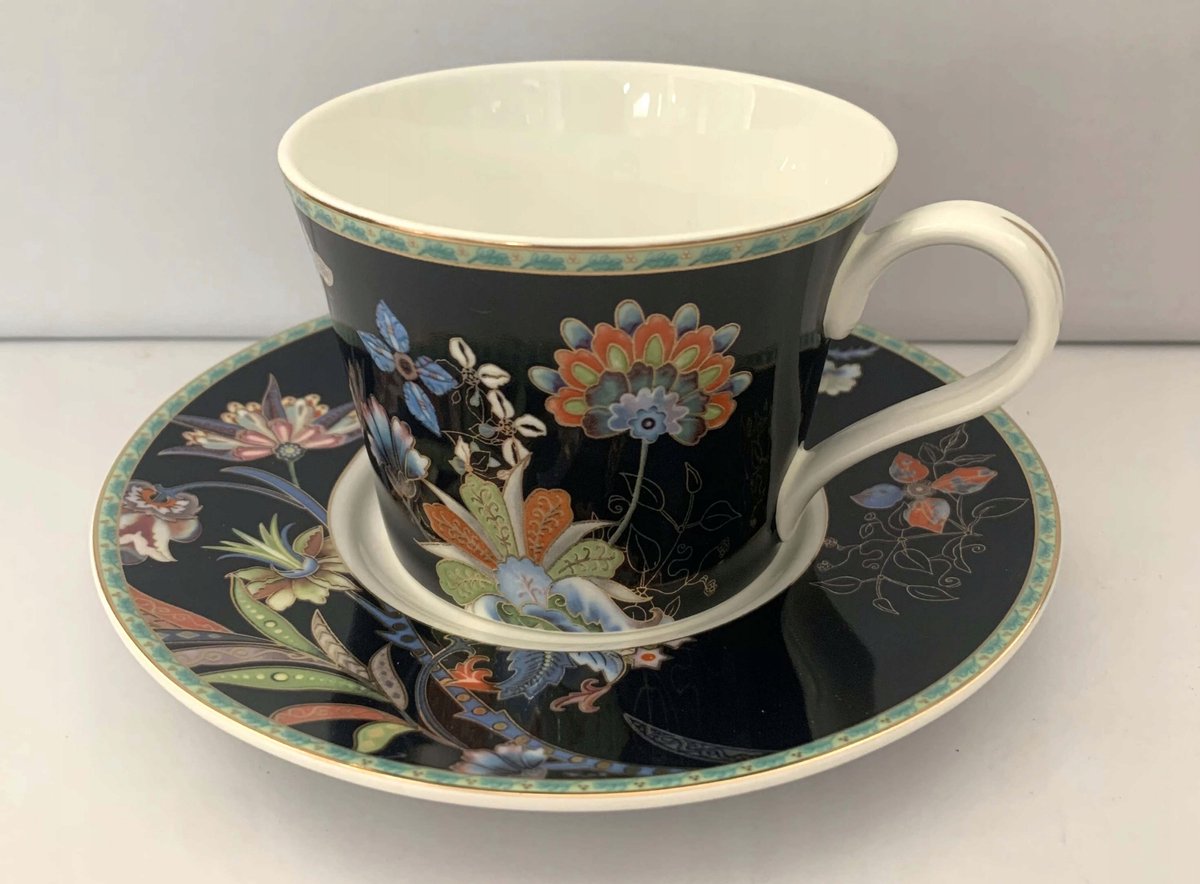 Porseleinen Kop en Schotel met Bloemendecor, Elegant Cadeau
