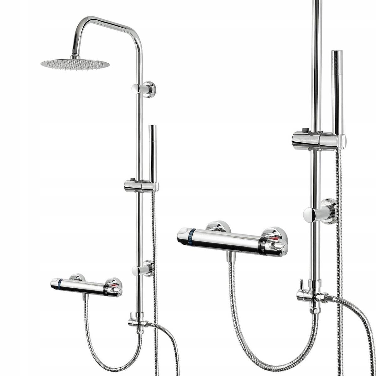 Douchekolom Sannit met Thermostaatkraan - Messing/RVS - 100cm