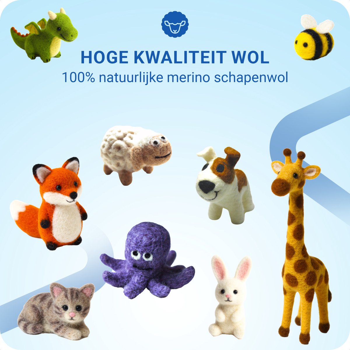 JT Products Naaldvilten Starterset Met 50 Kleuren 250 Gram Viltwol - 5 Gram Wol per Kleur + 63 Tools - 113 Stuks - Needle Felting Pakket - Knutselen Voor Beginners & Gevorderde - 7 Viltnaalden Vilten - Naald Vilt Kado - Knutsel Naaldvilt Cadeautjes — afbeelding 4