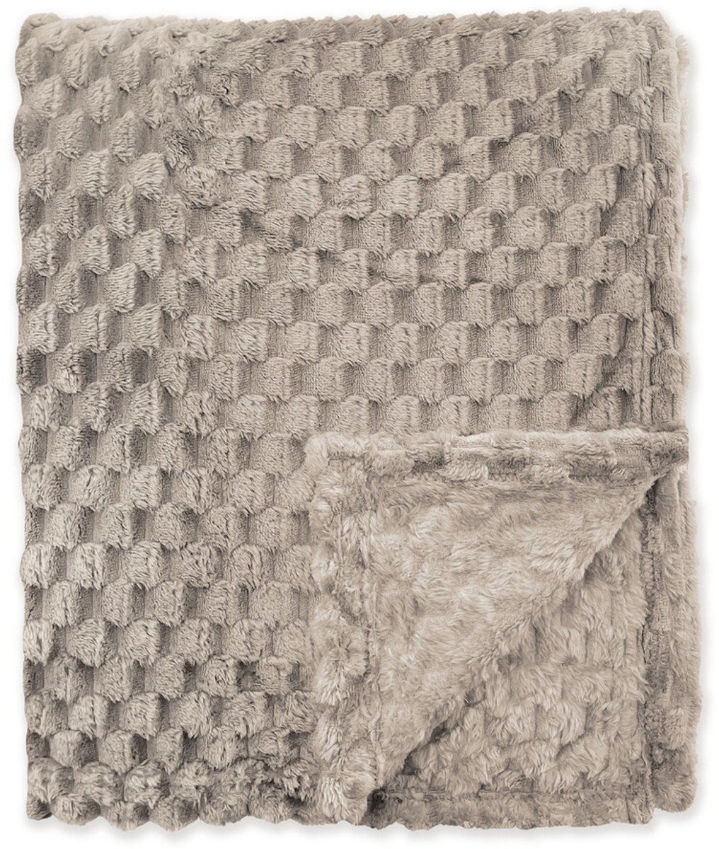 Byrklund Plaid Fluffy Dots - 130x160 - 100% Polyester - Taupe