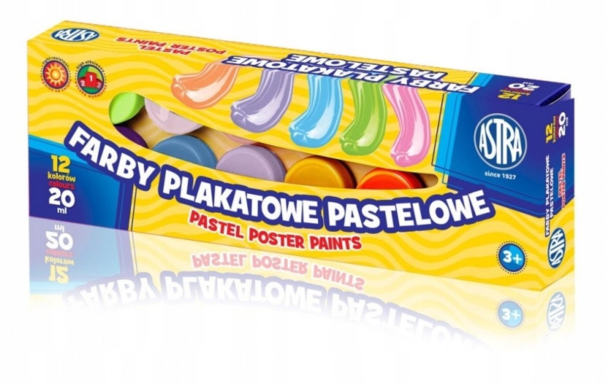 Astra Plakkaatverf Set - 12 Levendige Kleuren, 20 ml per Potje