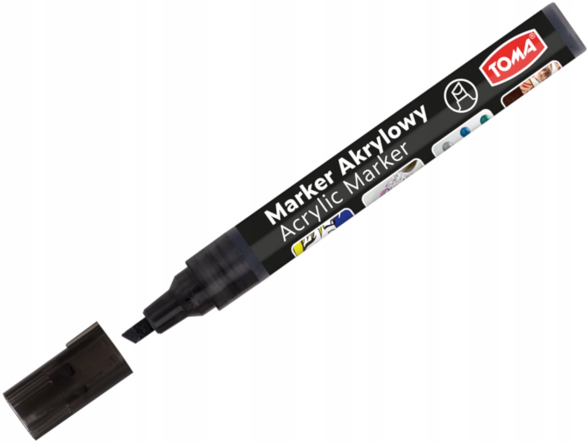 Toma TO-403 Acryl Marker - Zwart, Ronde Punt (1-3mm)