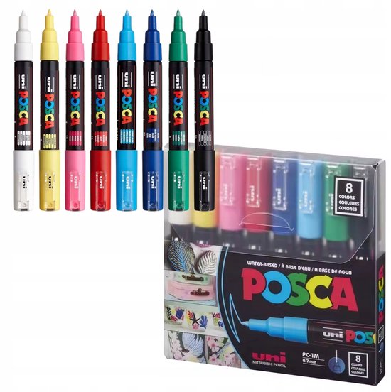 Posca Markers Set 8 Stuks PC-1M 0,7 mm Plakkaatverf Markers