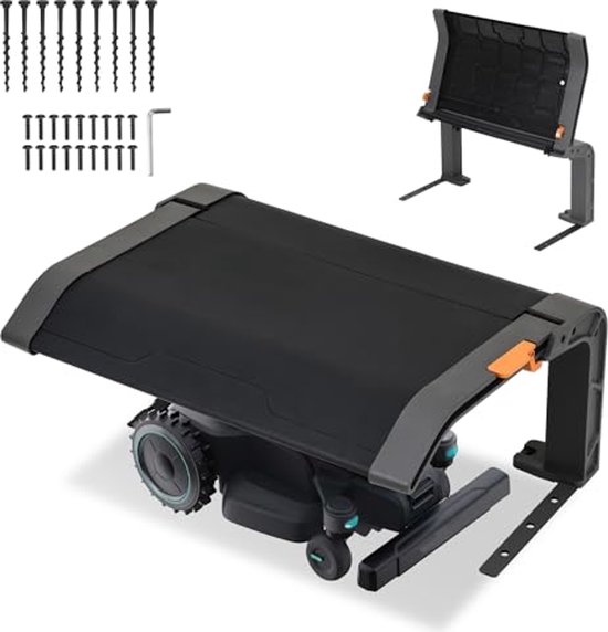 Weerbestendige garage voor robotmaaier inklapbaar dak 72x56x36 cm bescherming tegen wind en zon zwart