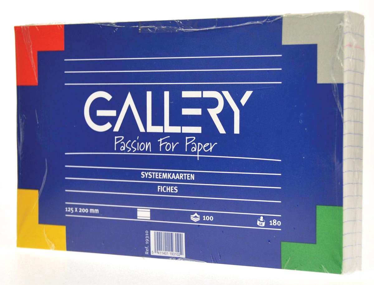 Gallery witte systeemkaarten | ft 12 | 5 x 20 cm | gelijnd | pak van 100 stuks