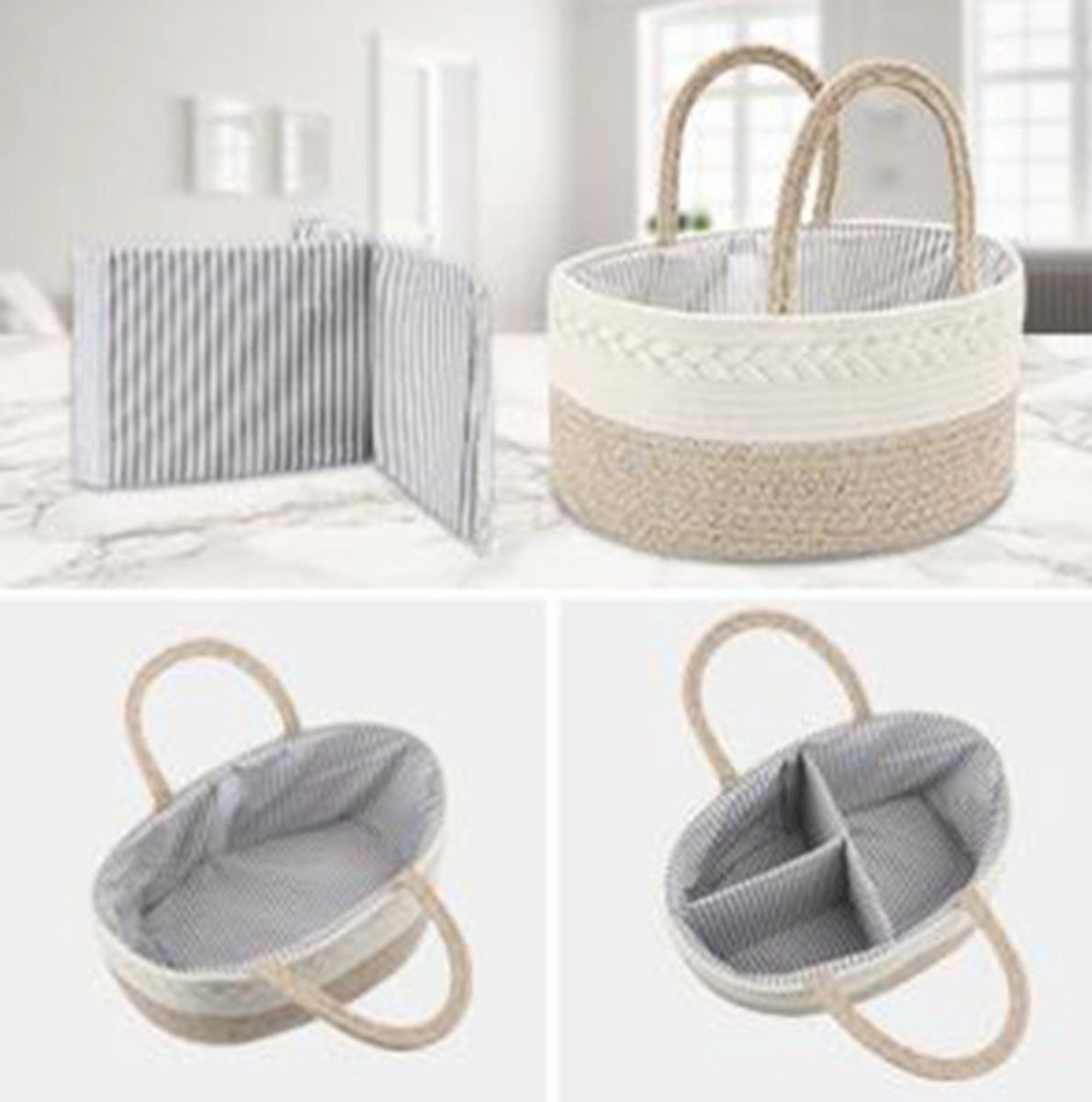 Kraammand - Baby Mand - Met drie vakken - Babyshower - Kraamcadeau meisje of jongen - Mooi, praktisch en overzichtelijk — cadeau in Cadeau-ideeën - foto 7