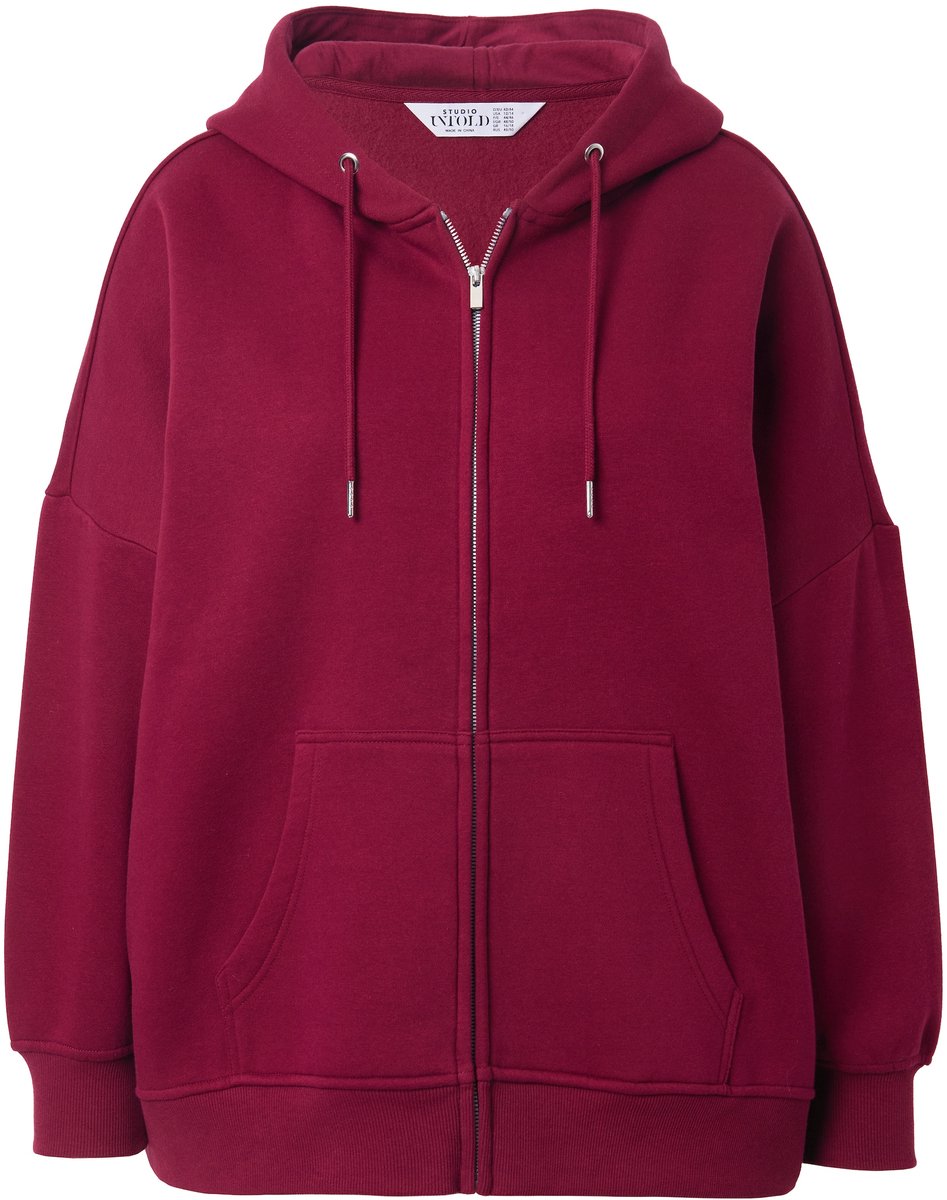 Studio Untold - Dames - Hoodie-jack oversized capuchon - Wijnrood - Maat 42+