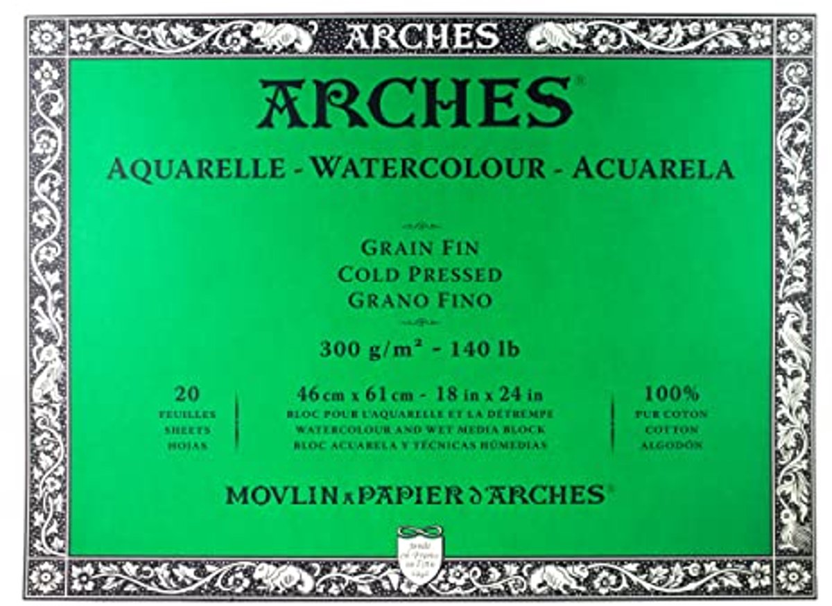 Aquarelpapier Blok 46 x 61 cm - 300 g/m² Natuurwit - 20 Vellen