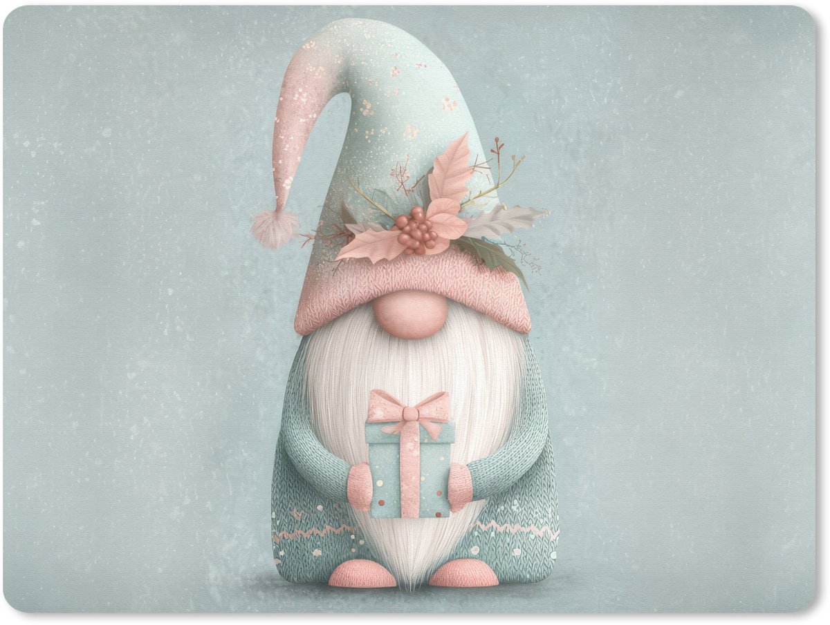 Muismat 23x19 cm - Mousepad Kerstgnome - Cadeau - Groen - Muismatten