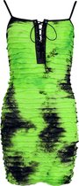 Robe courte Punk Rave Tie Dye Punk pour femme - Noir/Vert - ML