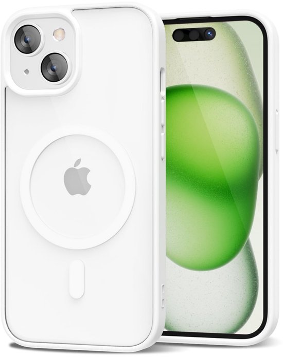 INF Hoesje Voor IPhone XR – Transparant/wit Acryl – Compatible Met MagSafe – Snel Draadloos Opladen – Vergeelt Niet – Stevige Bescherming