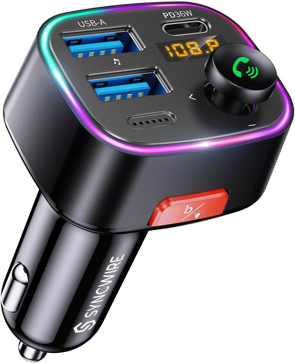 Bluetooth 5.3 Auto-Oplader met Dubbele USB-Poorten en Draadloze Radio-Ontvanger