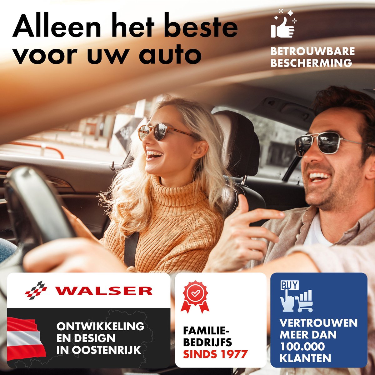 WALSER Autozeil All Weather, 100% weerbestendig autozeil, Autozeil waterdicht, Autozeil volledige garage Maat 2 Auto zwart