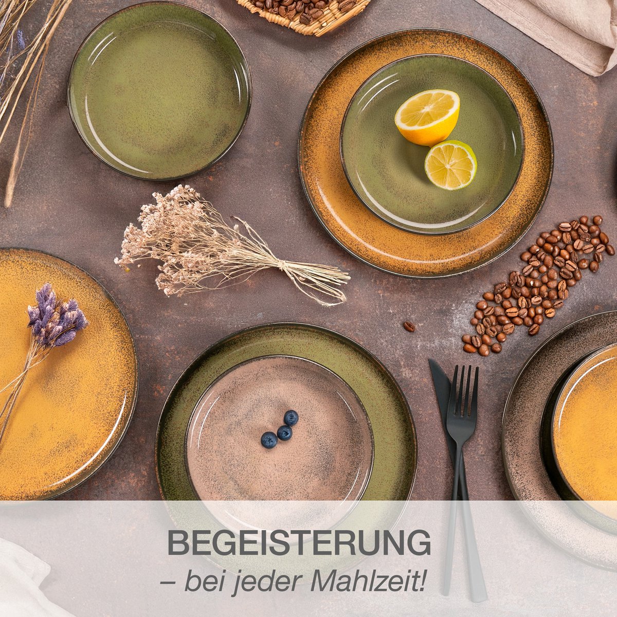 Moritz & Moritz Bordenset - 18-Delig - Keramiek - Geel/Groen/Roze