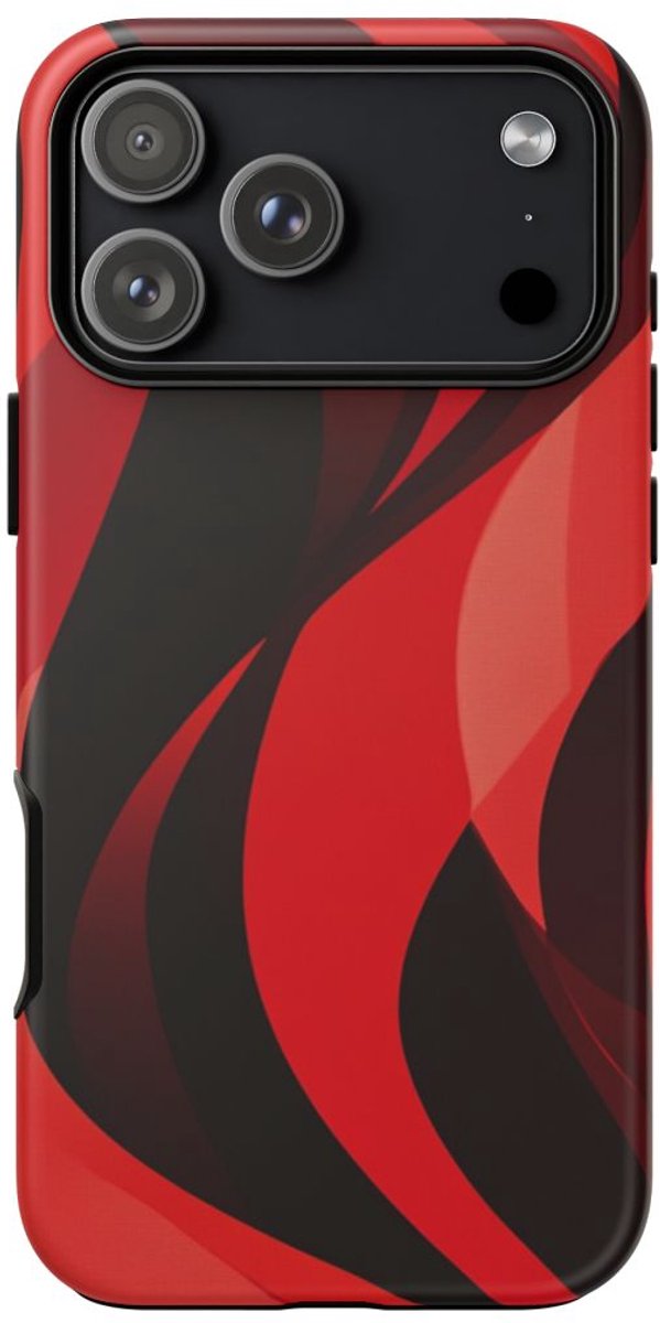 Abstract Rood-Zwart Golvenpatroon – Telefoonhoesje Geschikt voor iPhone 17 Pro Max