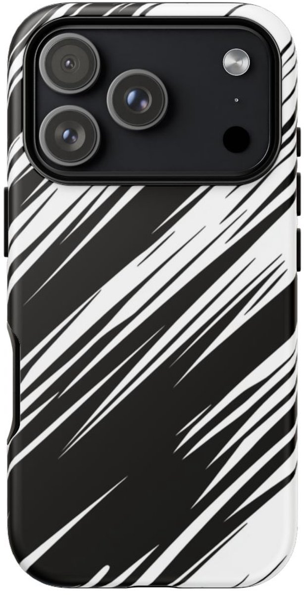 Zwart-Wit Snelheidslijnenpatroon – Telefoonhoesje Geschikt voor iPhone 17 Pro