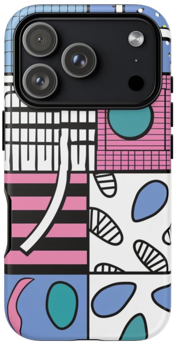 Kleurrijk Geometrisch Abstract Patroon – Telefoonhoesje Geschikt voor iPhone 17 Pro