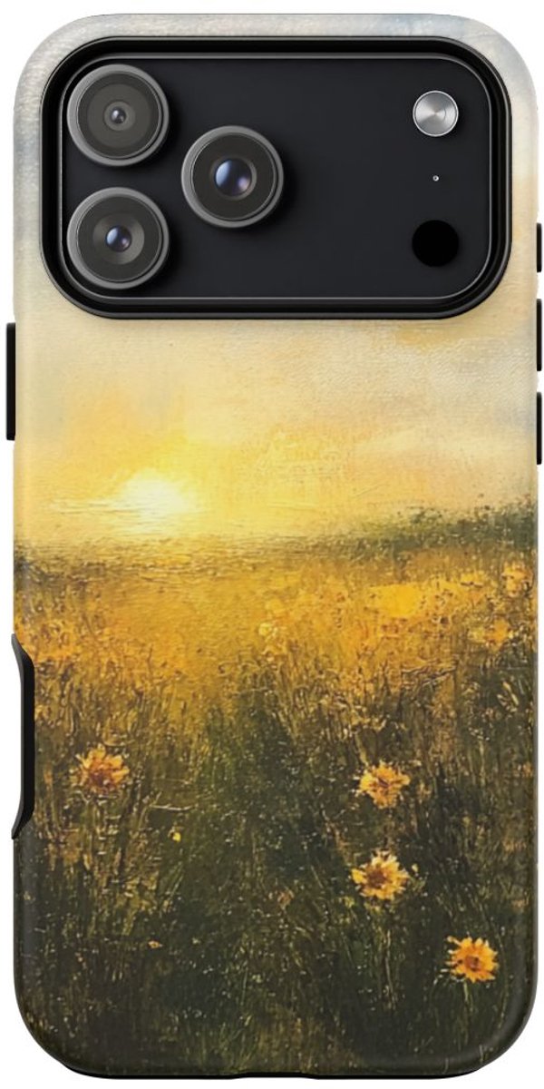 Zonnige Bloemenweide in Schilderstijl – Telefoonhoesje Geschikt voor iPhone 17 Pro Max