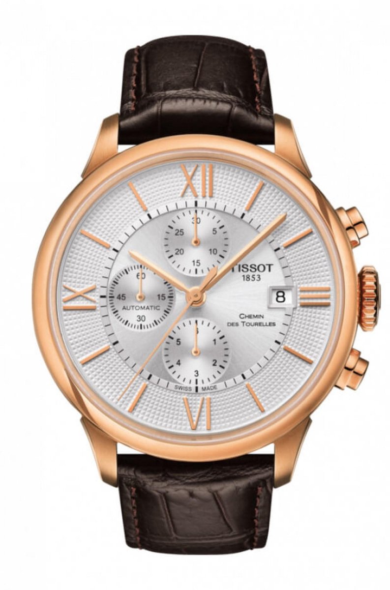 Tissot Chemin Des Tourelles T0994273603800 Horloge - Leer - Bruin - Ø 44 mm