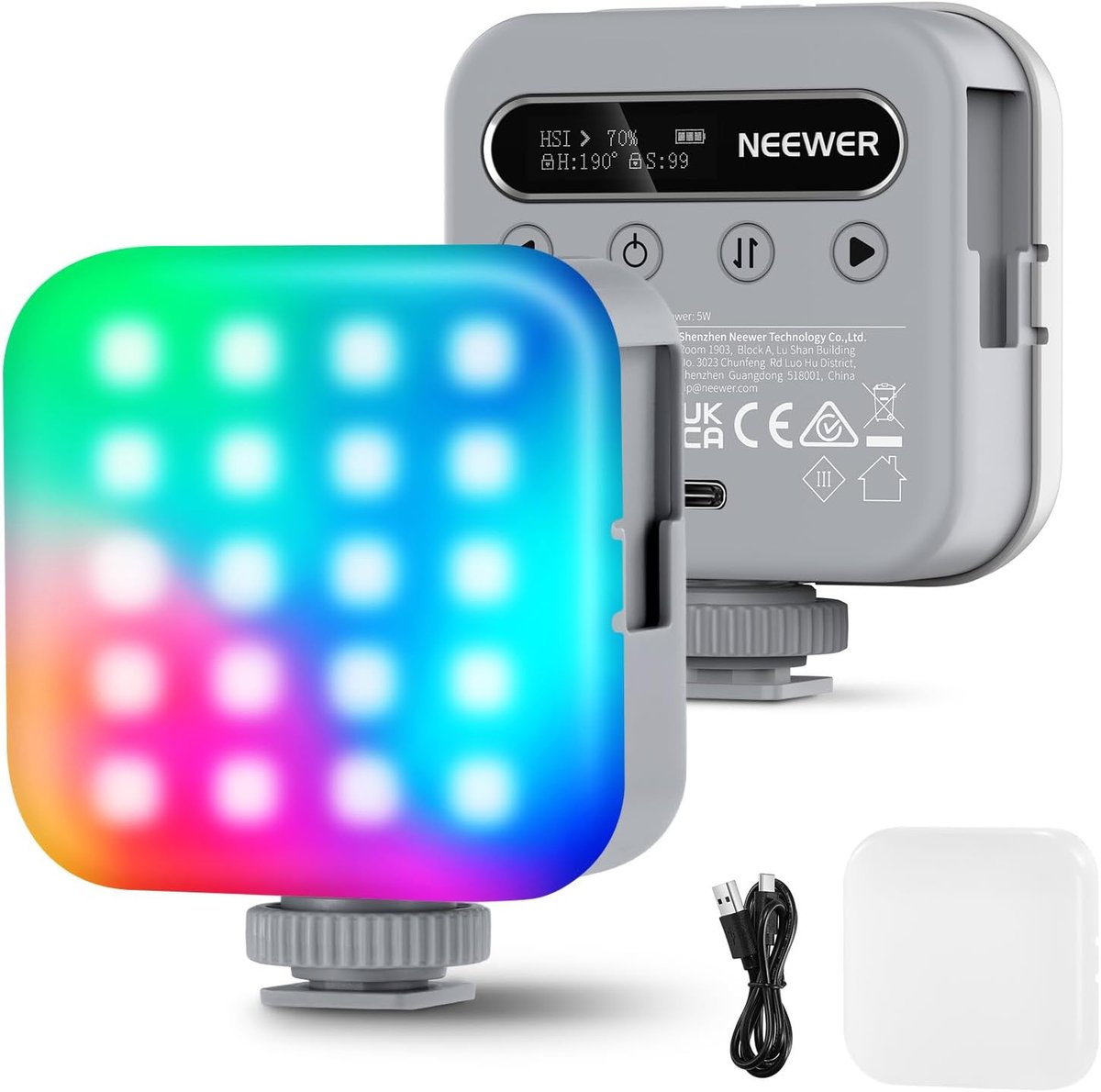 Mini RGB Videolamp met 360° Kleur en Oplaadbare Batterij voor Camera