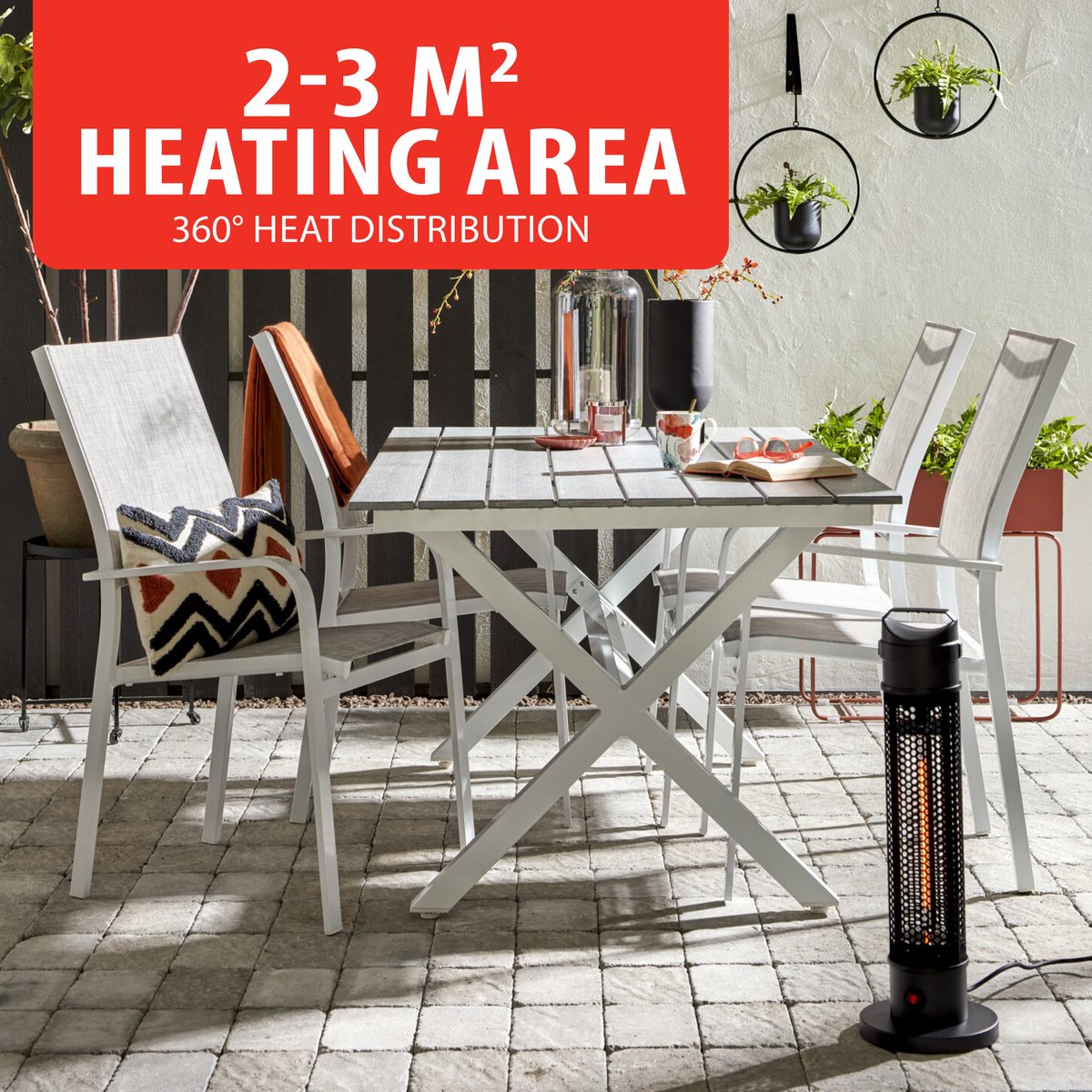 alpina Heater Terrasverwarmer Elektrisch - Infrarood Verwarming met 360 Graden Warmteverdeling - Heaters Elektrisch IP44 Spatwaterdicht - Terrasverwarmer Infrarood 800W voor Binnen en Buiten – foto 8