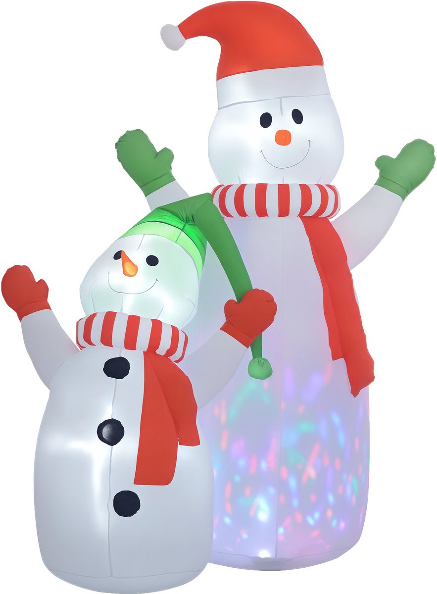 Outsunny-Opblaasbare sneeuwpop-190x110x240cm-Polyester-Wit