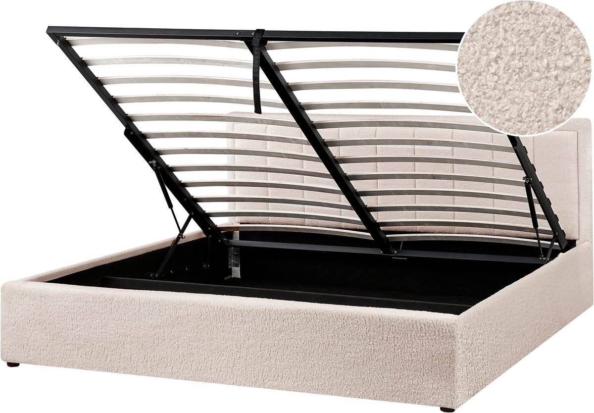 BELIANI MONTLAUR - Bed met opbergruimte - Beige - 180 x 200 cm - Bouclé