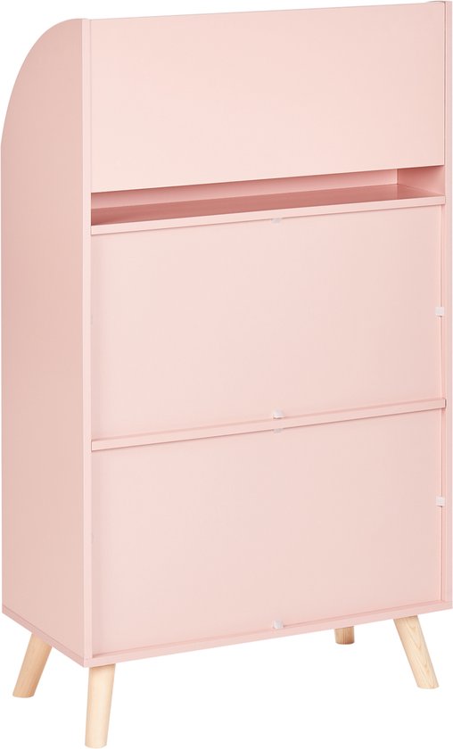 LILOET - Bibliothèque 3 étagères - Rose pastel - Bois
