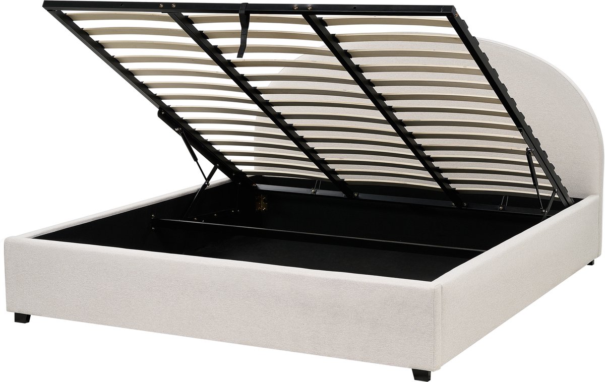 BELIANI VAUCLUSE - Bed met opbergruimte - Lichtbeige - 180x200 cm - Polyester