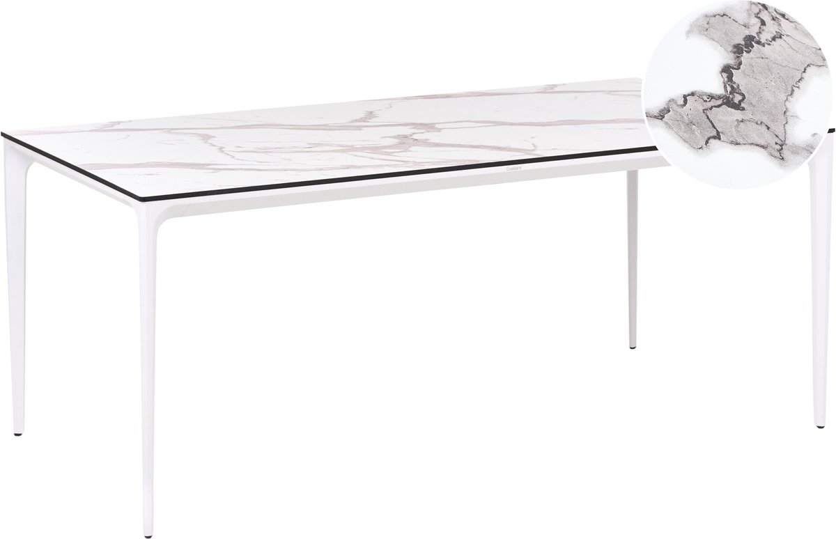 SOVARETO - Tuintafel - Wit - HPL/Aluminium/marmer