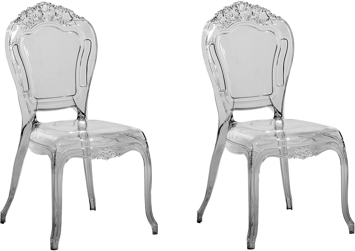 Beliani VERMONT - Eetkamerstoel set van 2 - Zwart/Transparant - Polycarbonaat